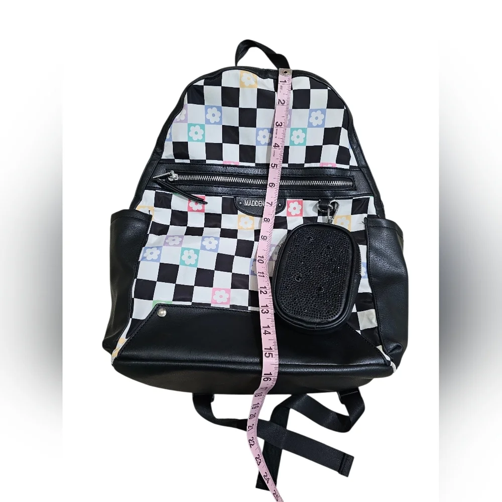 Madden NYC Checkered Flower Dome Backpack Black 17